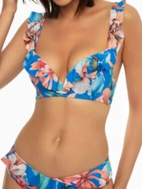 Coastal zone by Jantzen bikini top size L nice designs vibrant color ruf…